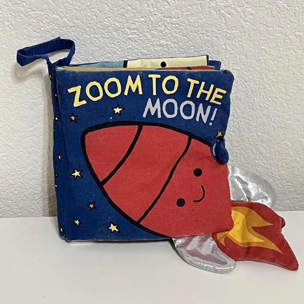 Jellycat Zoom To The Moon Fabric Soft Book Crinkle Baby Book FLAWS